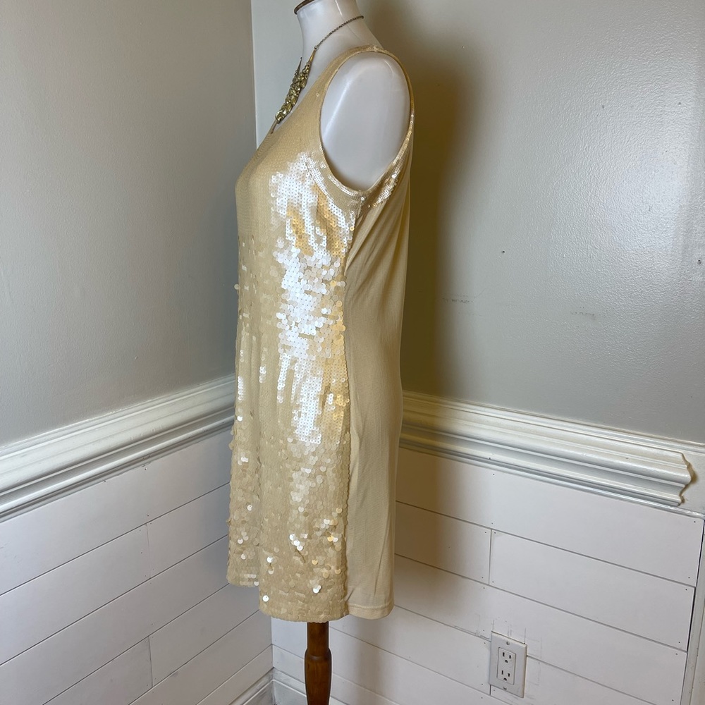 Cremieux Cream Sequined Dress M FREE SHIP - Picture 2 of 5